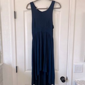 Long flowy navy blue summer dress with button detail!
